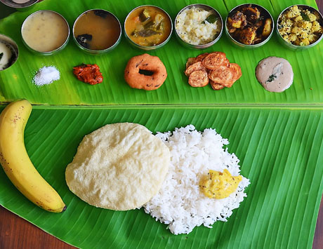 A traditional South Indian meal in Jyothi Caterers